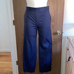 COS size 4 Navy Cotton Dress Pants High Waist Straight Leg Cropped NWOT